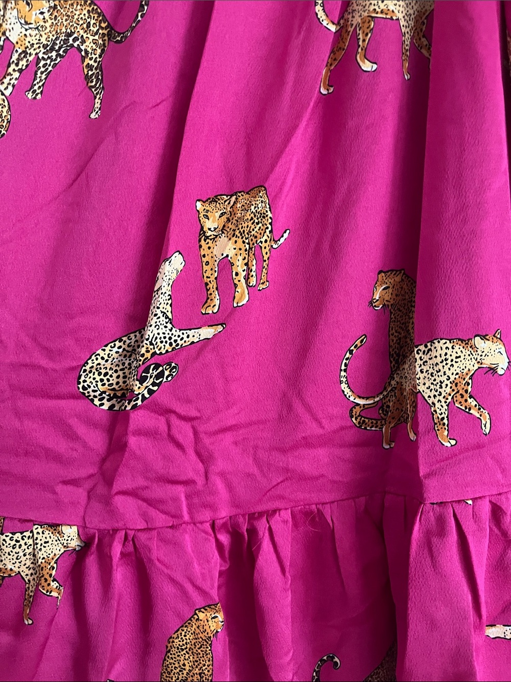 entro Hot Pink Leopard-Print Puff Sleeve Mini Dress - Picture 4 of 7